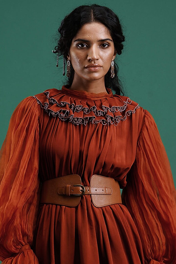 Orange Viscose Mini Cocktail Dress by Nidhi Yasha at Pernia's Pop Up Shop