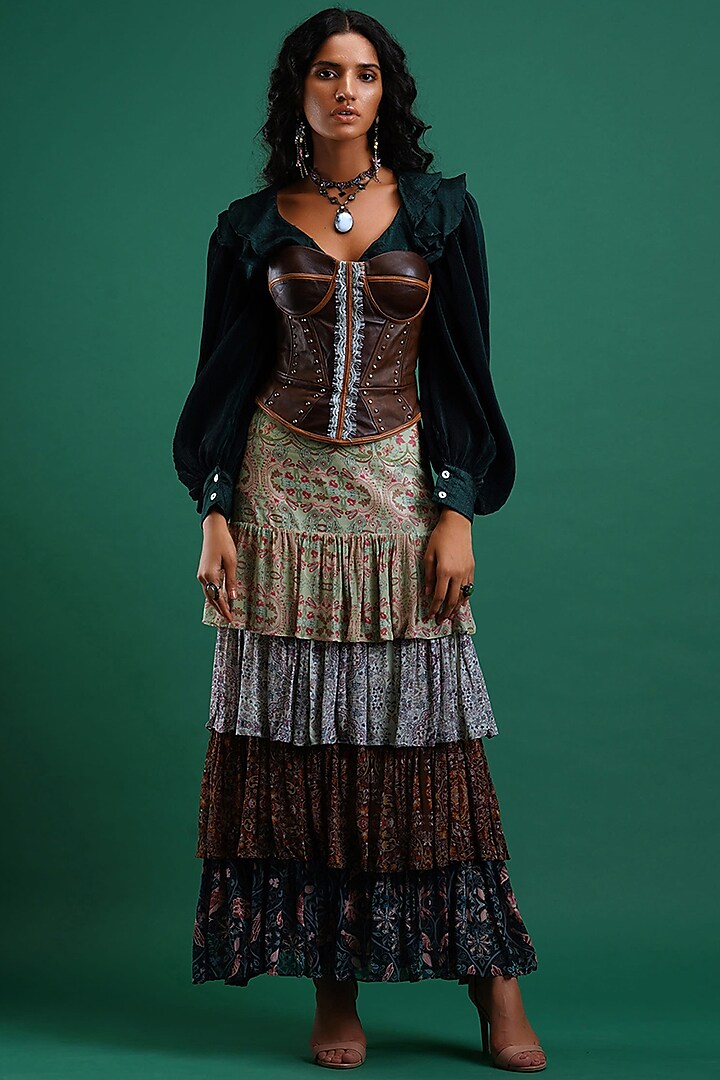 Multi Colored Layered Skirt by Nidhi Yasha