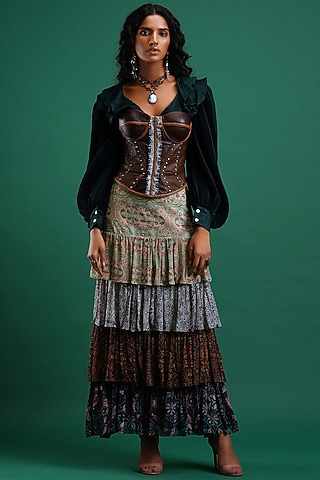 Multi Colored Layered Skirt by Nidhi Yasha