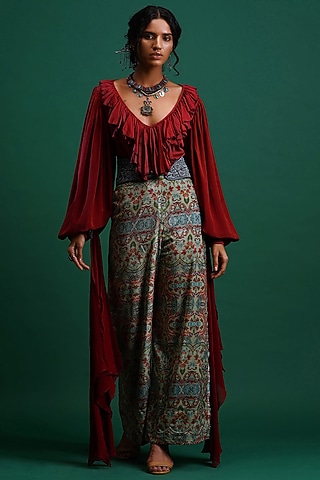 Multi Colored Printed Trousers by Nidhi Yasha