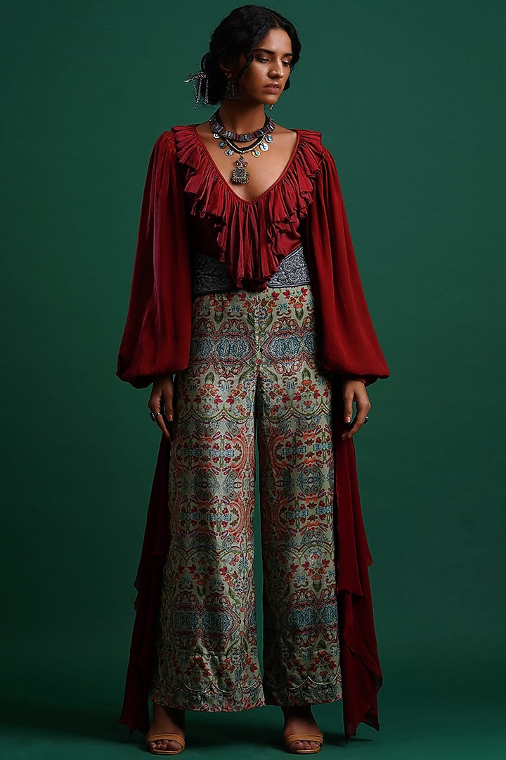 Multi Colored Printed Trousers by Nidhi Yasha at Pernia's Pop Up Shop