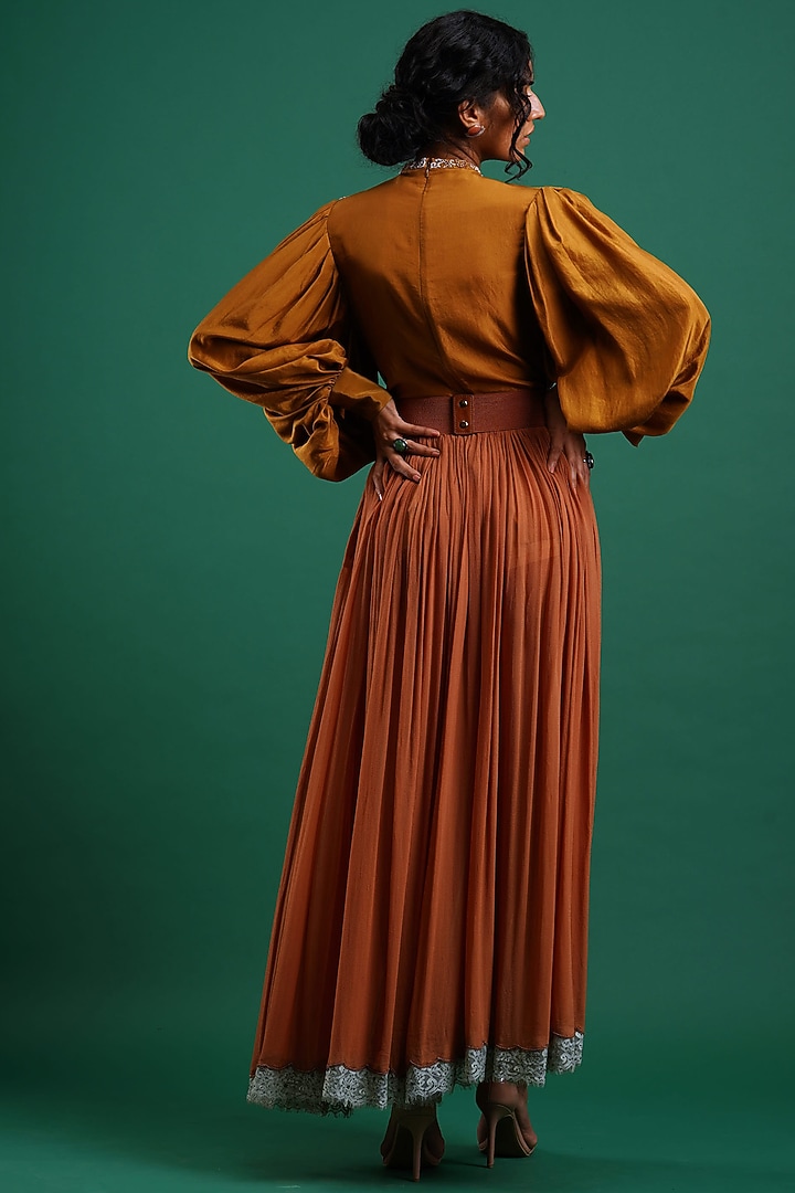 Reddish Brown Gathered Skirt by Nidhi Yasha at Pernia's Pop Up Shop