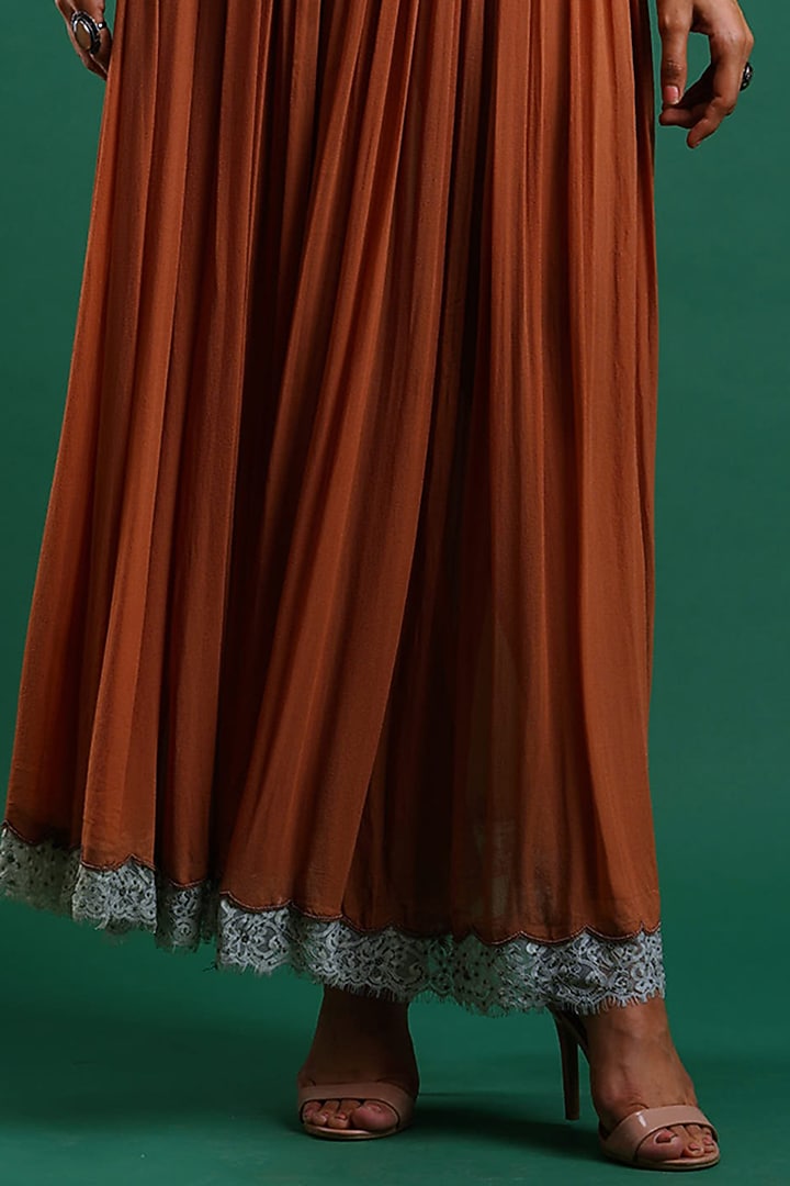 Reddish Brown Gathered Skirt by Nidhi Yasha at Pernia's Pop Up Shop