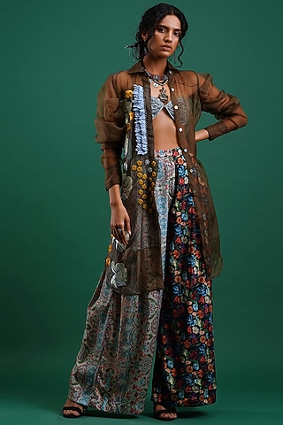 Olive Embroidered Shirt by Nidhi Yasha