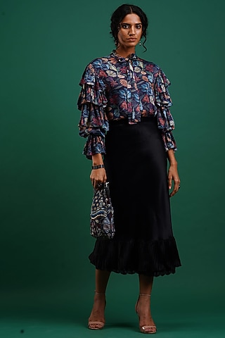 Black Ruffled Skirt by Nidhi Yasha