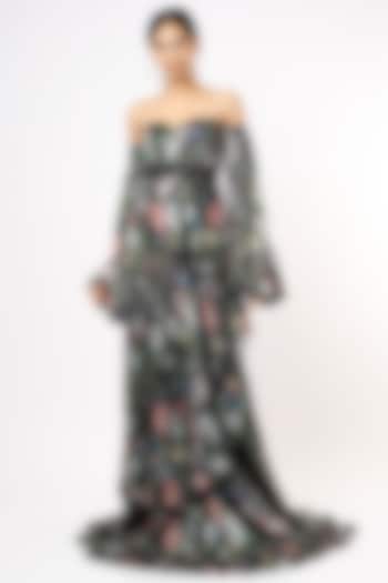 Black Off-Shoulder Maxi Dress by Nidhi Yasha