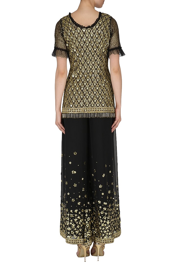 Black embroidered sharara set available only at Pernia's Pop Up Shop.