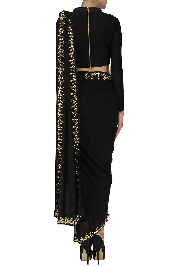 Black embroidered concept saree available only at Pernia's Pop Up Shop.
