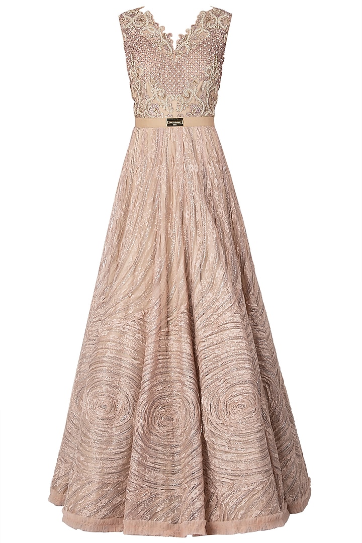 Nude embroidered gown available only at Pernia's Pop Up Shop.