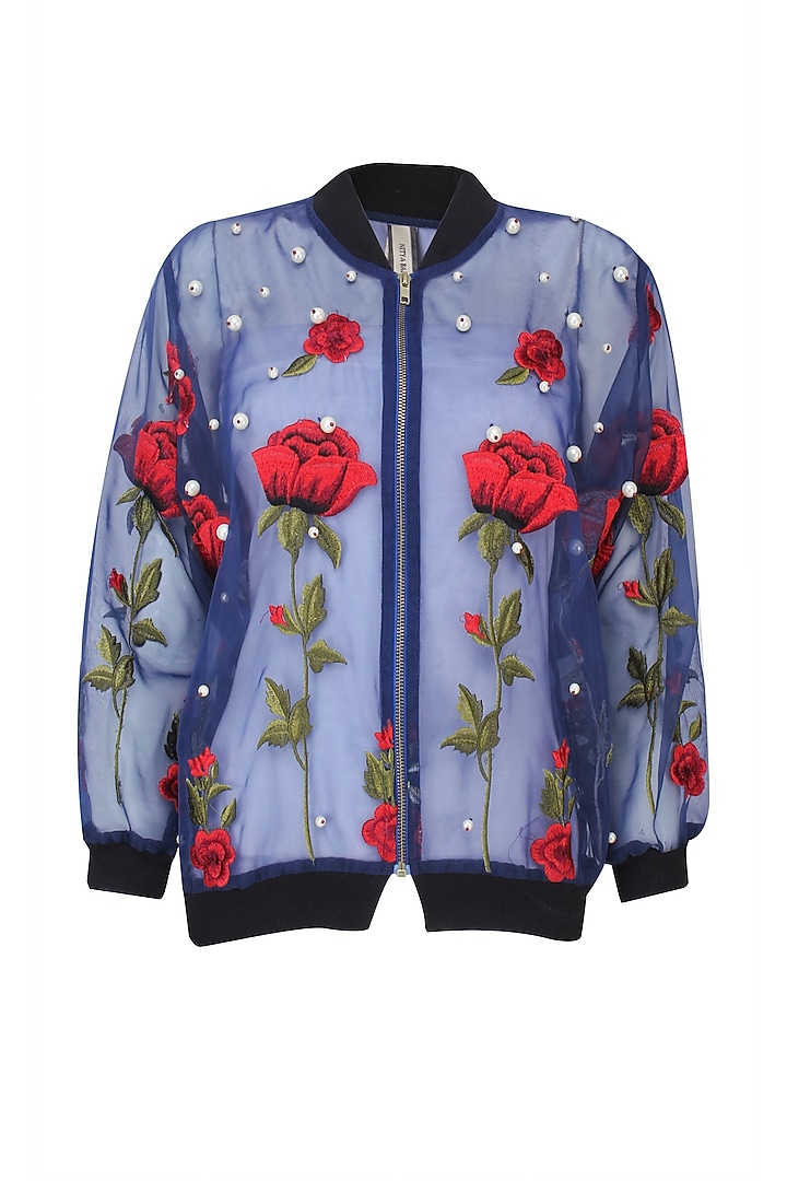 Navy valentine bomber jacket available only at Pernia's Pop Up Shop.