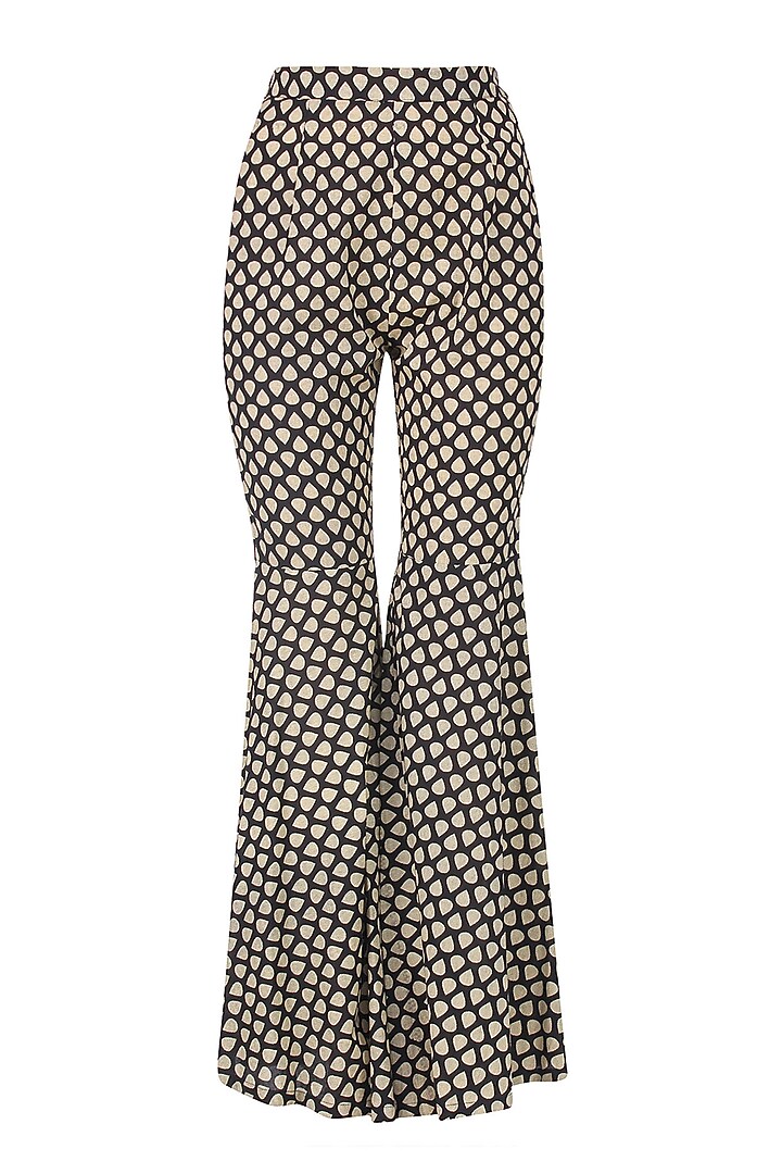 Black and beige high low printed asymmetric tunic with sharara pants available only at Pernia's Pop Up Shop.
