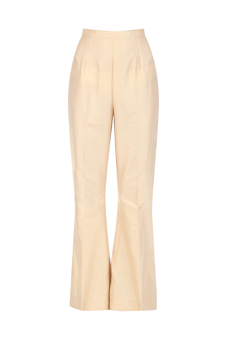 Beige floral pakistani tunic and bell bottoms set available only at Pernia's Pop Up Shop.