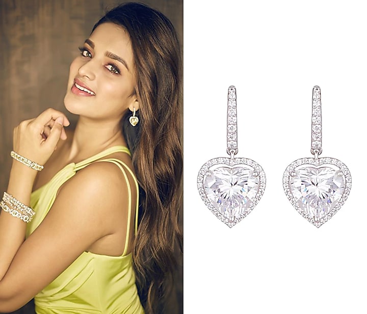 White Finish Round Cut Swarovski Zirconia Earrings In Sterling Silver by Diosa Paris Jewellery at Pernia's Pop Up Shop