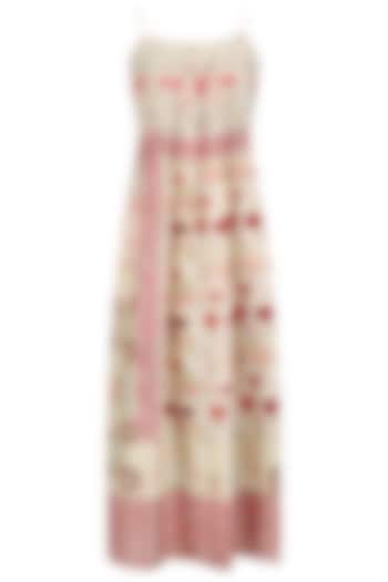 Ivory Vintage Floral Print Strappy Dress by Niki Mahajan