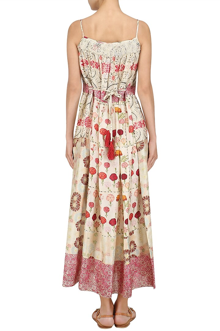 Ivory vintage floral print strappy dress available only at Pernia's Pop Up Shop.