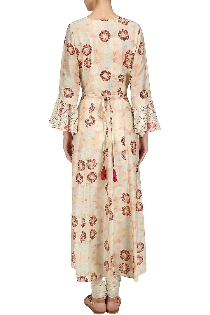 Ivory vintage floral print high low dress available only at Pernia's Pop Up Shop.