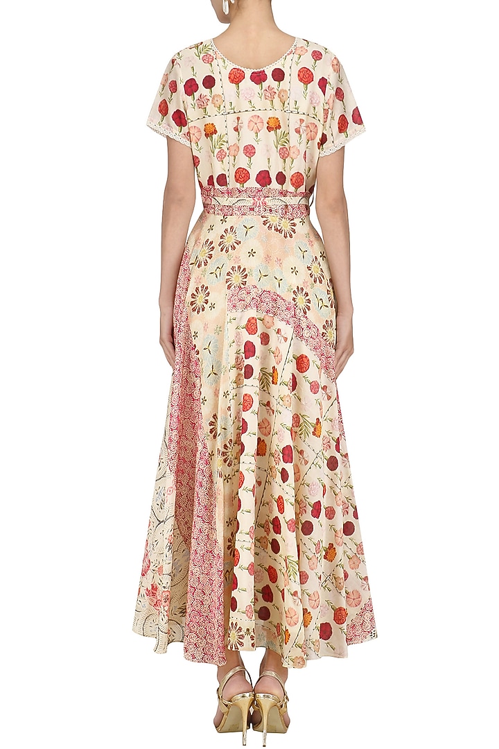 Ivory vintage floral print long dress available only at Pernia's Pop Up Shop.