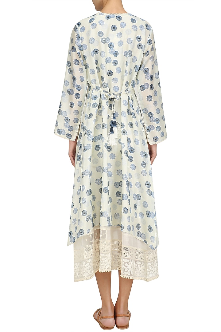 White and blue shibori printed tunic available only at Pernia's Pop Up Shop.