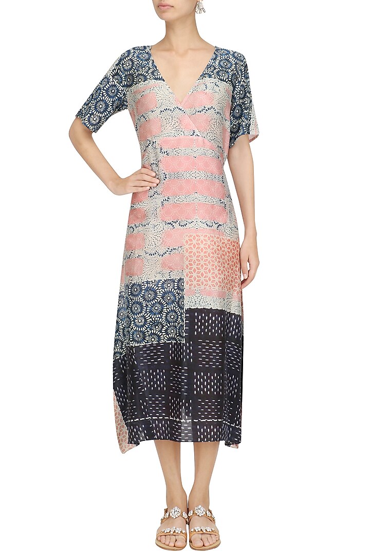 Blue and pink handpainted crossover body dress available only at Pernia's Pop Up Shop.
