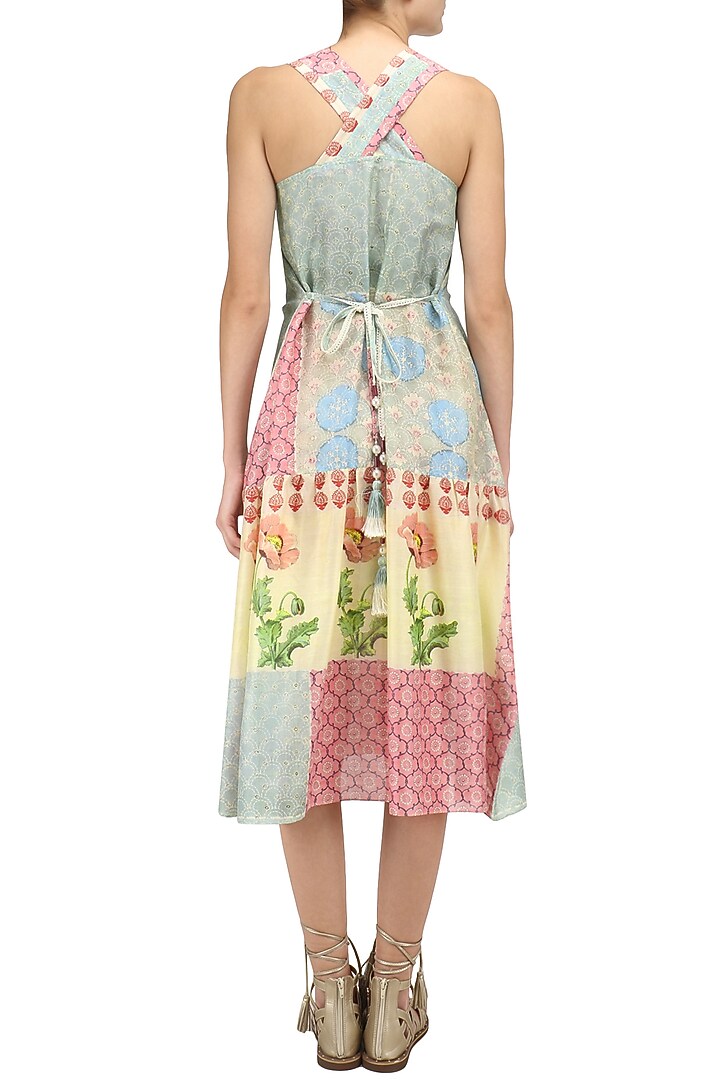 Grey, beige and pink vintage print maxi dress available only at Pernia's Pop Up Shop.