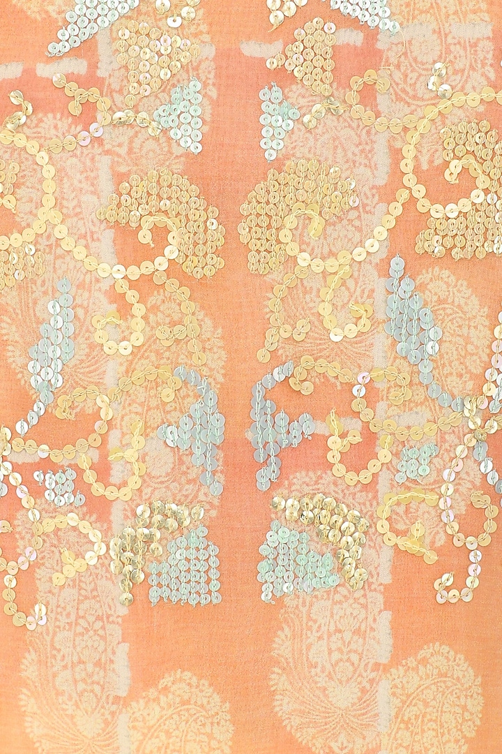 Coral vintage floral print long kurta available only at Pernia's Pop Up Shop.