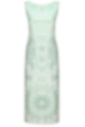 Aque blue amd silver sequins embroidered mid length dress available only at Pernia's Pop Up Shop.