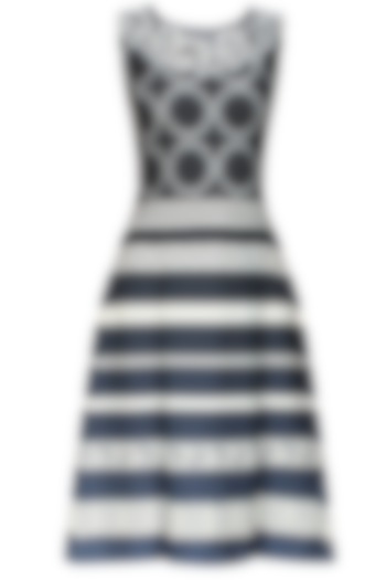 Navy blue and ivory floral embroidered lace dress available only at Pernia's Pop Up Shop.