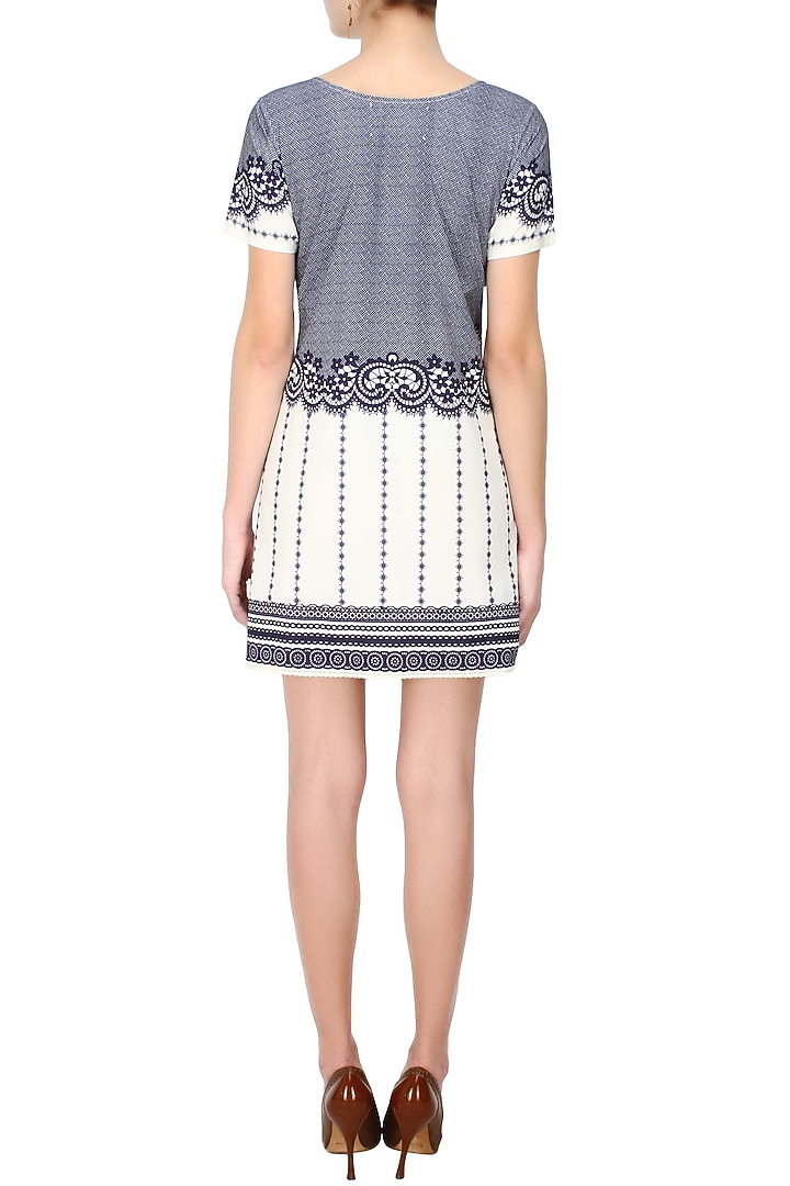 White and blue floral motifs short dress available only at Pernia's Pop Up Shop.