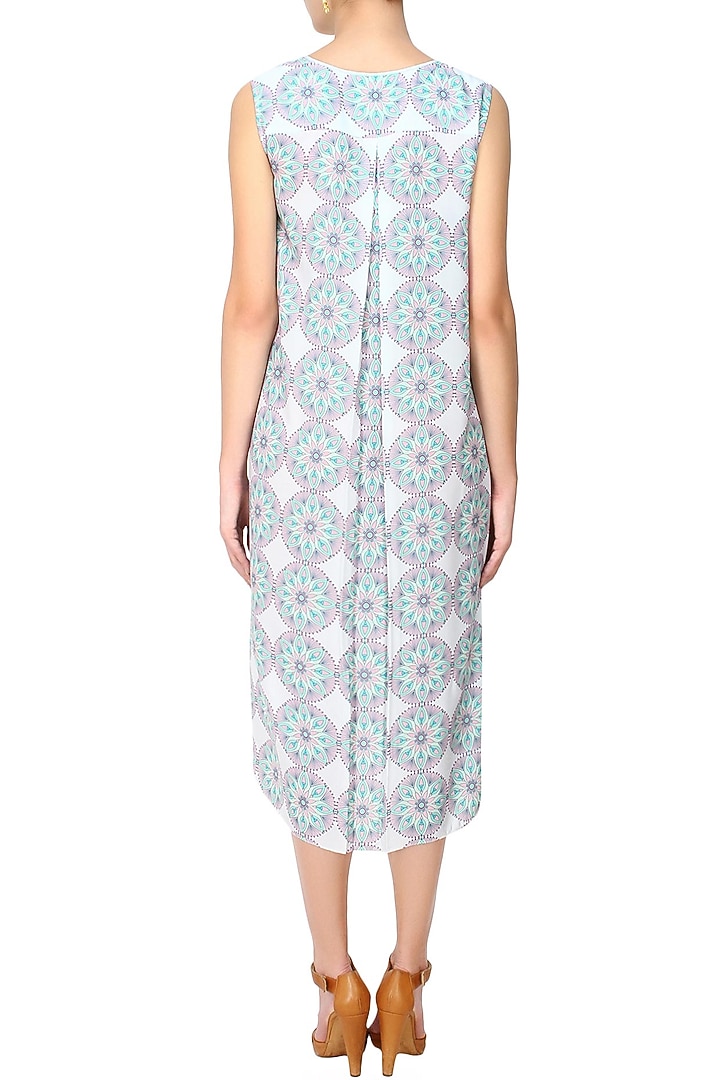 Vintage blue floral motifs high low lace dress available only at Pernia's Pop Up Shop.