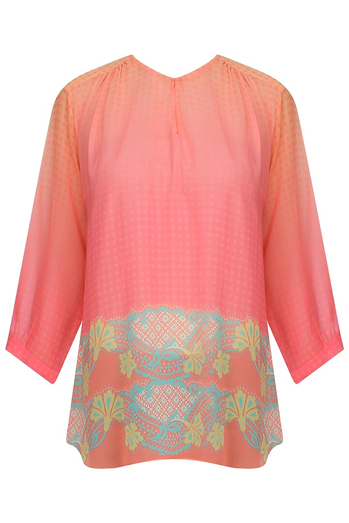 Orange floral print gathered top available only at Pernia's Pop Up Shop.
