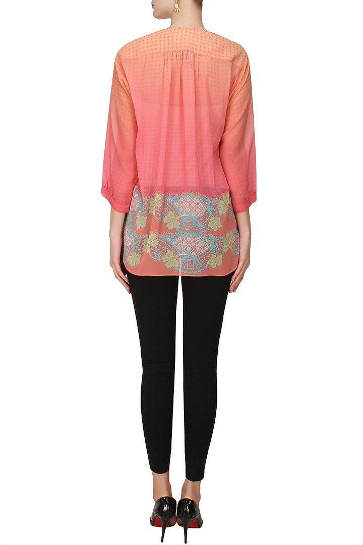 Orange floral print gathered top available only at Pernia's Pop Up Shop.