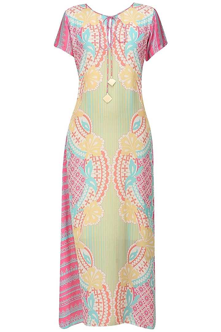 Yellow and pink floral print dress available only at Pernia's Pop Up Shop.