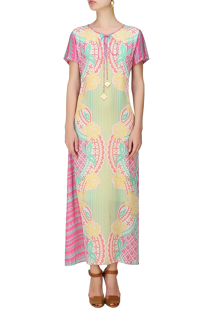 Yellow and pink floral print dress available only at Pernia's Pop Up Shop.