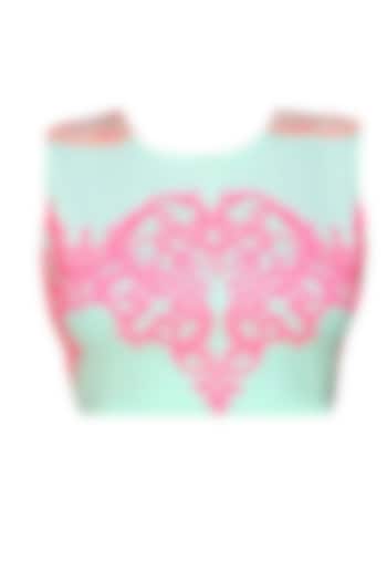 Aqua blue, pink and orange printed crop top available only at Pernia's Pop Up Shop.