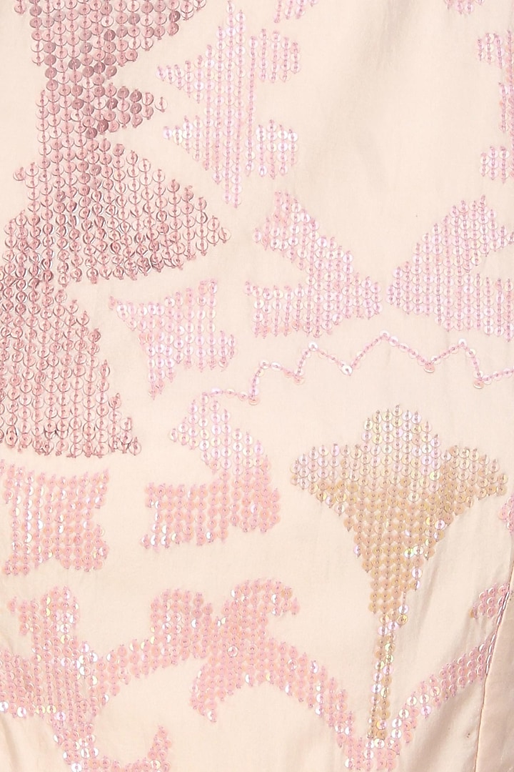 Beige, bronze and gold sequins applique work sleeveless dress available only at Pernia's Pop Up Shop.