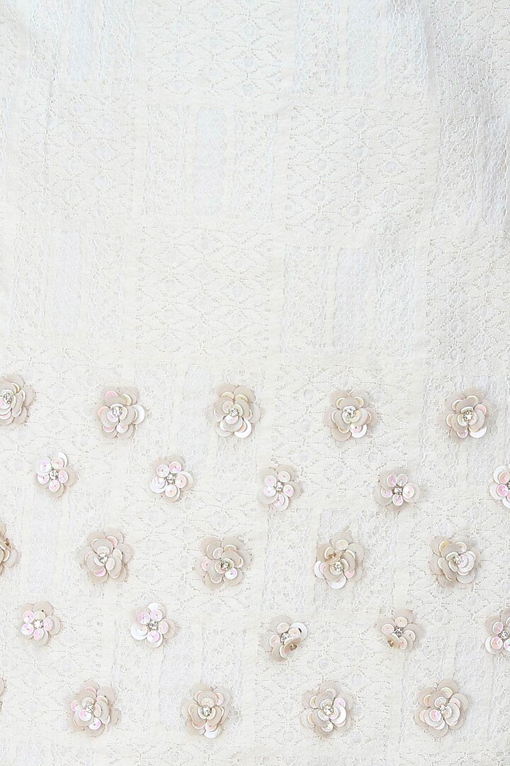 Ivory stud embroidered motifs fitted skirt available only at Pernia's Pop Up Shop.