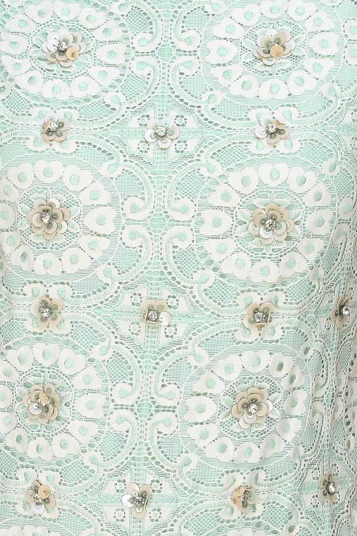 Mint green and ivory crochet lace sequins work dress available only at Pernia's Pop Up Shop.