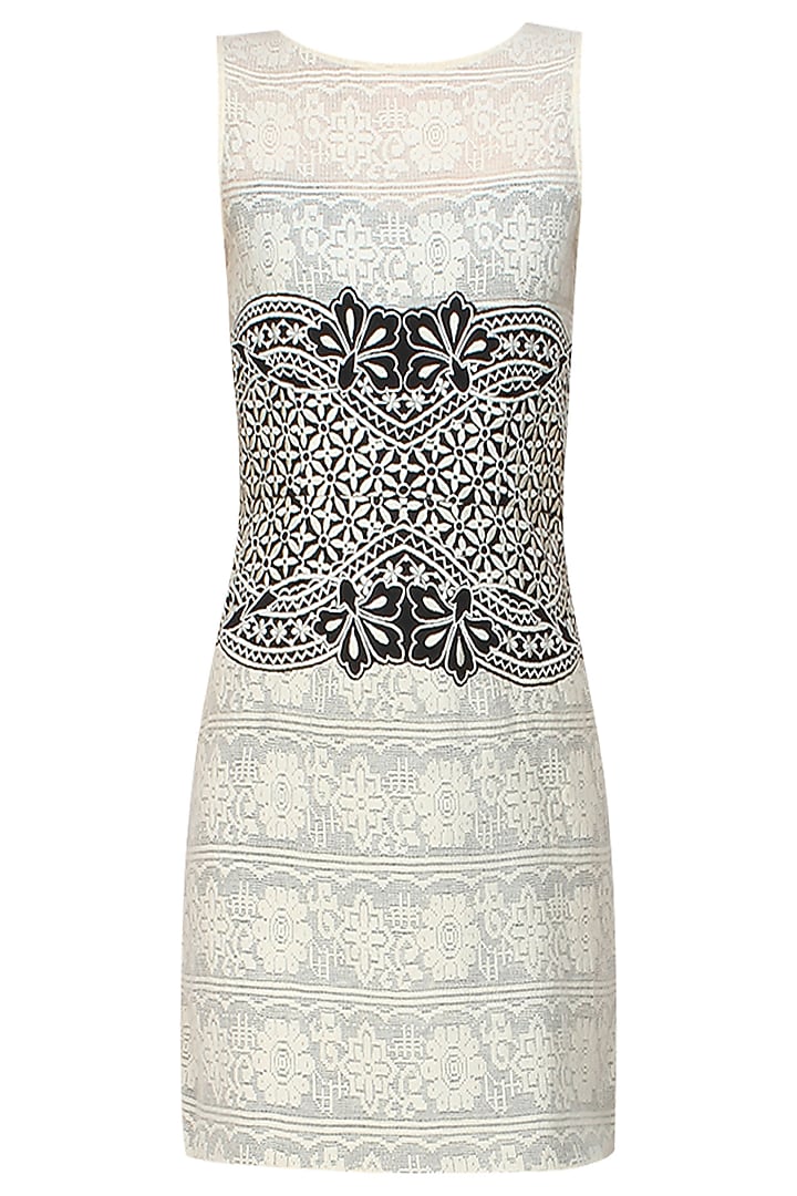 Ivory crochet lace and thread embroidered dress available only at Pernia's Pop Up Shop.