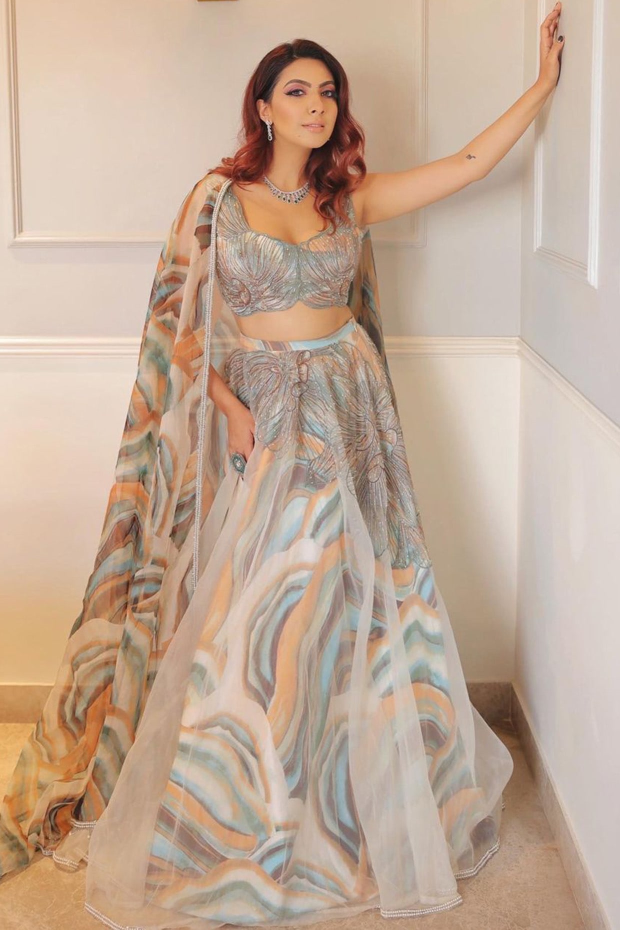 Divya Aggarwal Multi-Colored Embroidered Lehenga Set