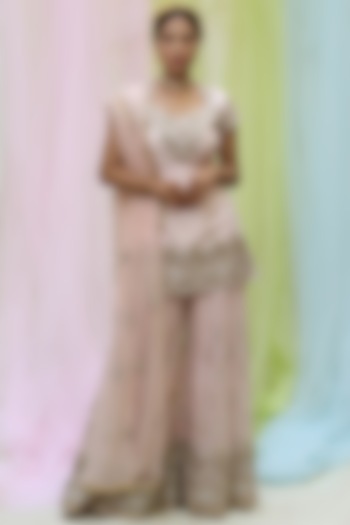 Baby Pink Embroidered Wedding Sharara Set by Nikita at Pernia's Pop Up Shop