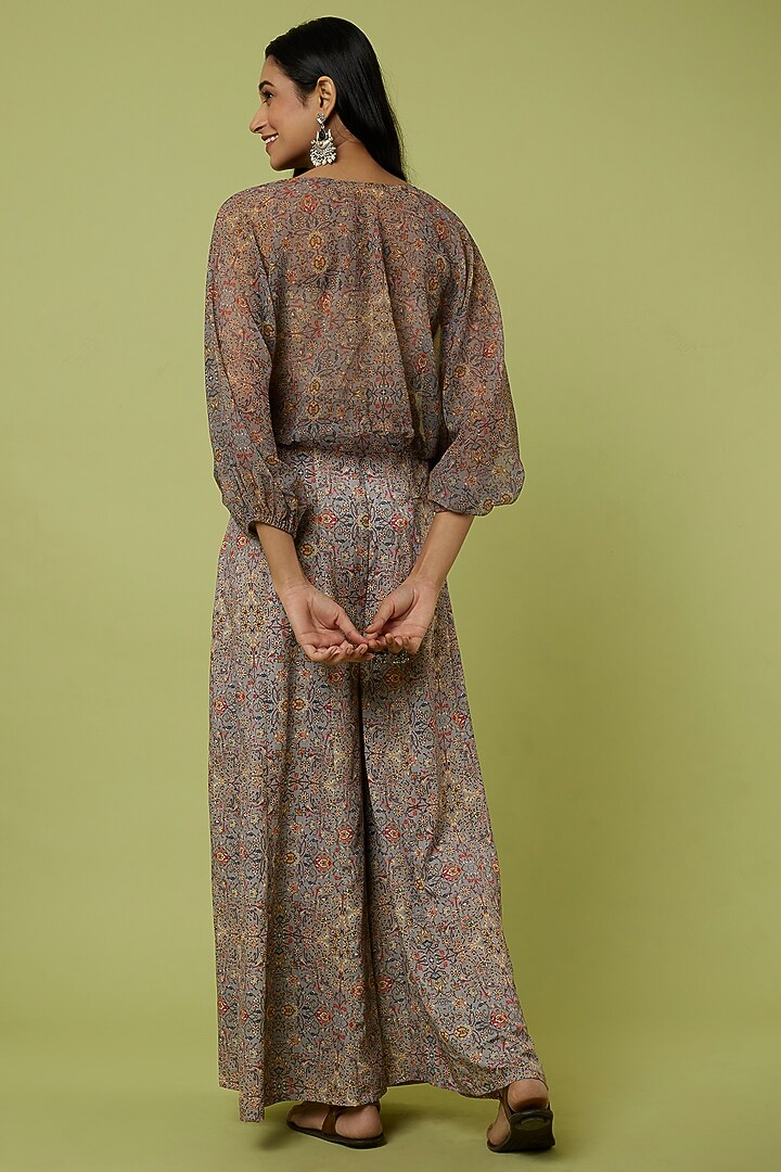 Grey Silk Palazzo Pant Set by Nikita Vishakha at Pernia's Pop Up Shop