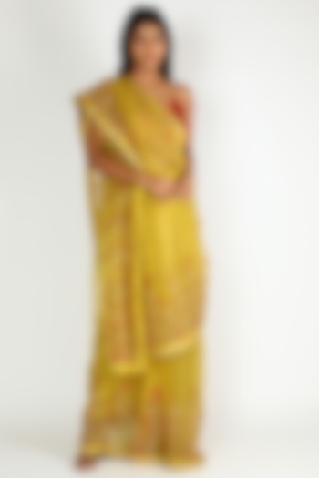Yellow Embroidered Saree Set by Label Nimbus