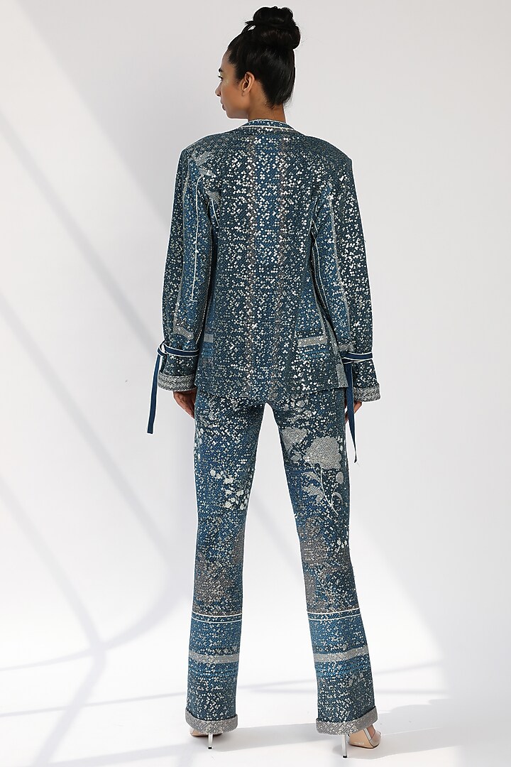 Indigo Blue Printed Pant Set by Nikita Mhaisalkar at Pernia's Pop Up Shop