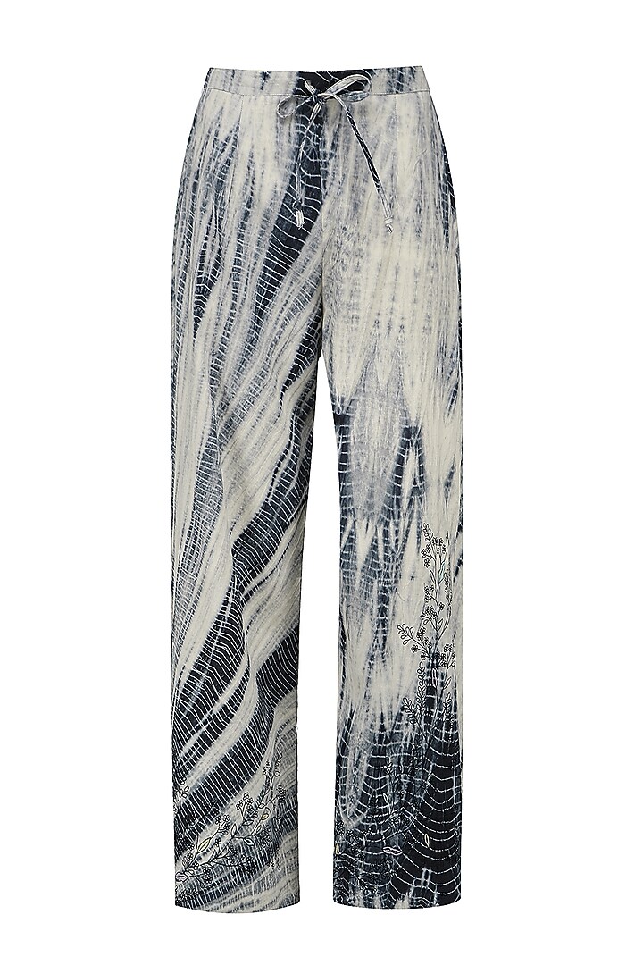 Black and white shibori embroidered kurta with palazzo pants available only at Pernia's Pop Up Shop.