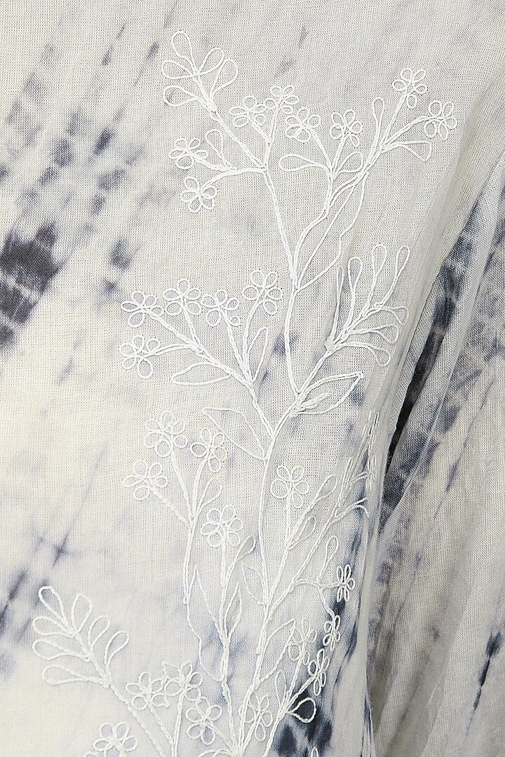 Black and white shibori embroidered kurta with palazzo pants available only at Pernia's Pop Up Shop.