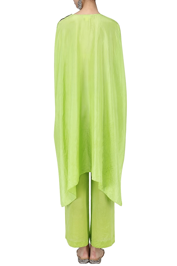 Fresh green embellished asymmetric top with pants available only at Pernia's Pop Up Shop.
