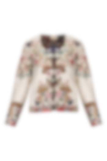 Beige 'birds of the forest' Embroidered jacket by Nineteen89 by Divya Bagri
