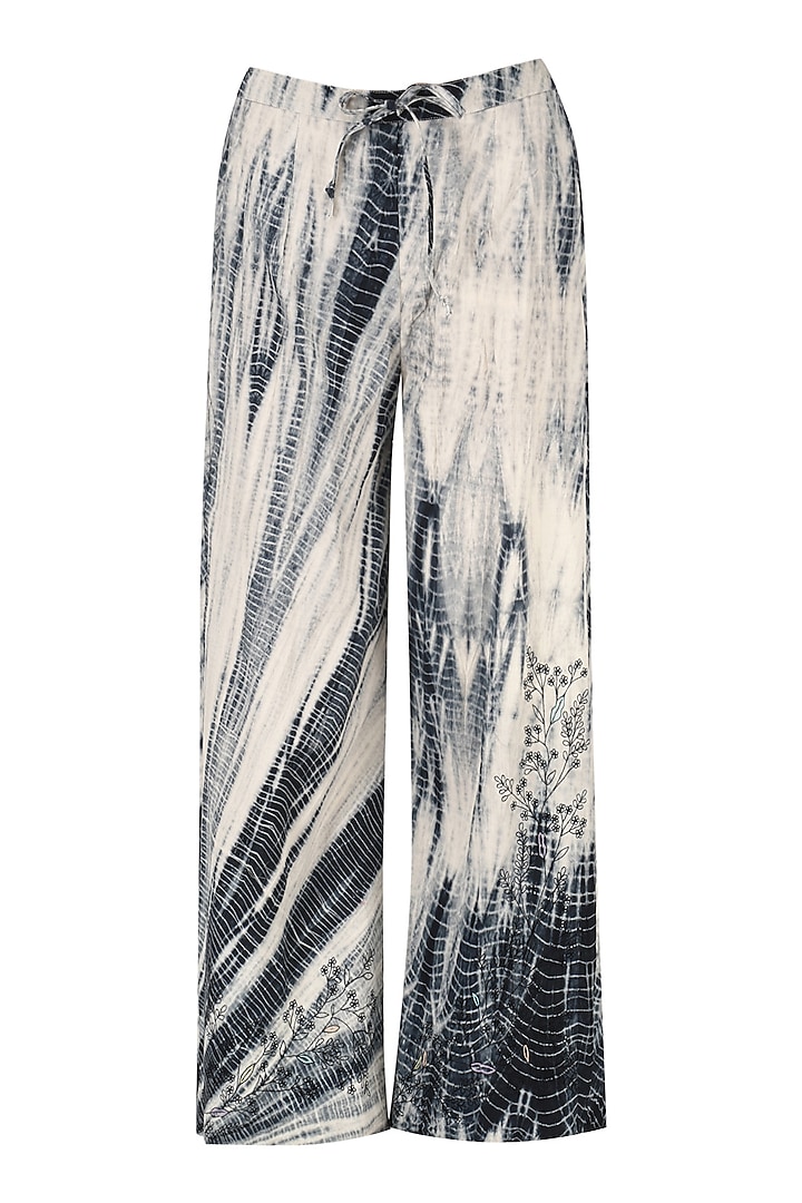 Black shibori embroidered pants by Nineteen89 by Divya Bagri