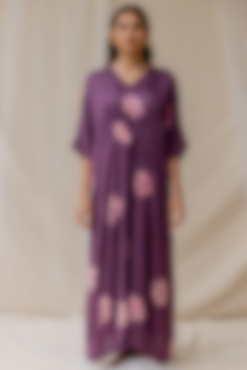 Violet Hand Embroidered Summer Dress by Nirjara at Pernia's Pop Up Shop