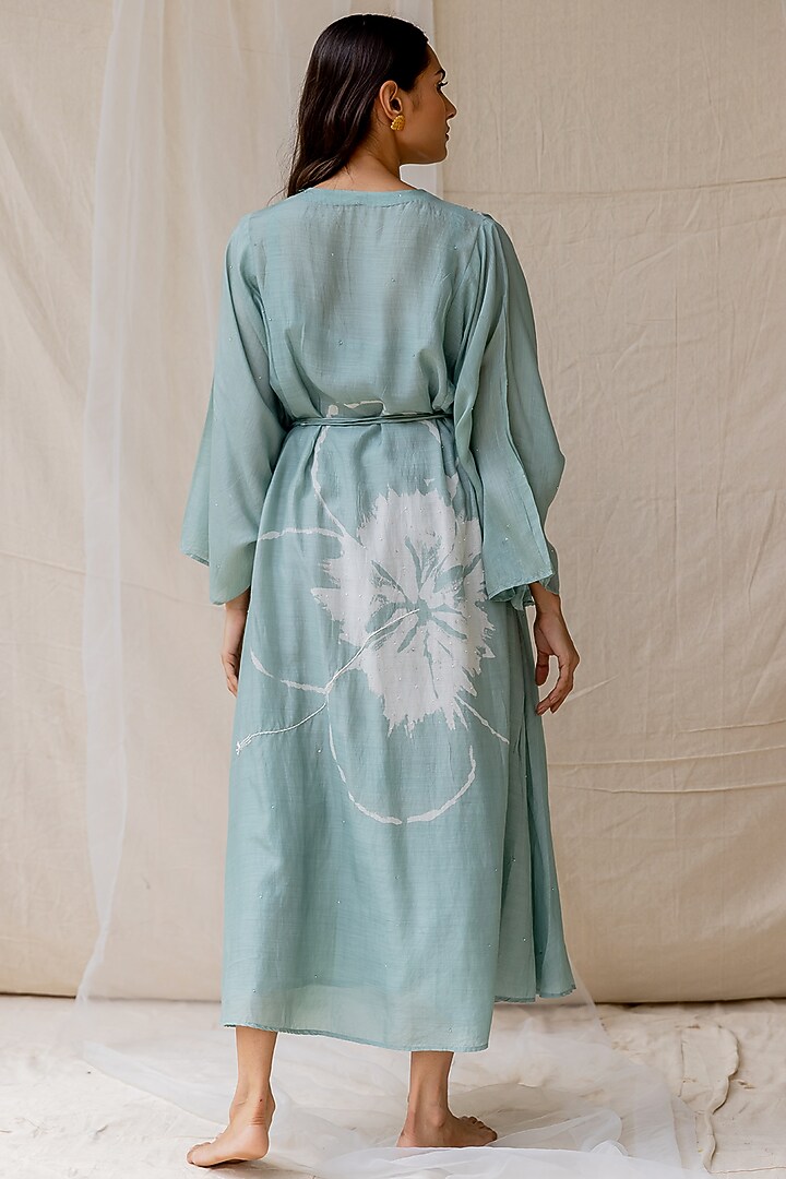 Powder Blue Hand Painted Summer Dress by Nirjara at Pernia's Pop Up Shop